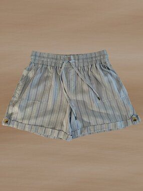 Sound/Style Linen Blend Shorts Elastic Drawstring Pull-on Casual Coastal (Sz L)